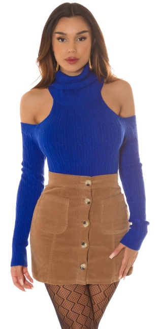 Musthave Sweater with Turtleneck & Cut Outs Blue